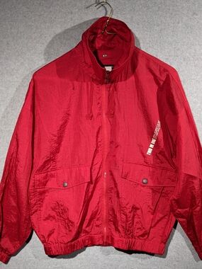 DESCENTE Jacket Red Nylon Men's Windbreaker Skiwear Two In One - Size M Y2K?
